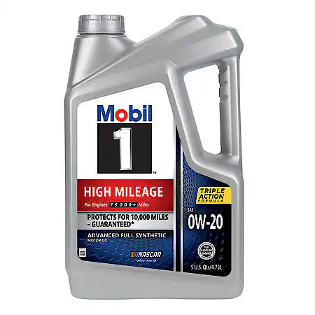 Mobil 1 High Mileage Full Synthetic Motor Oil 0W-20, 5 Quart