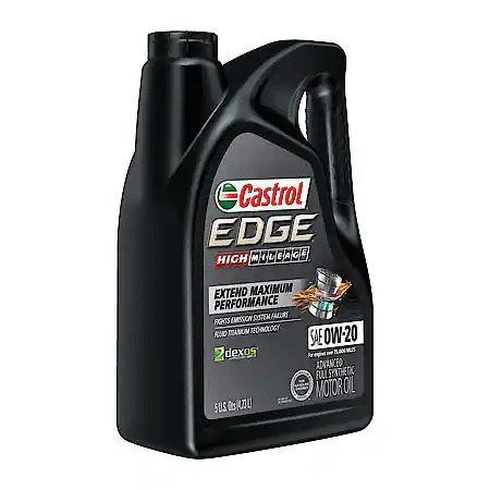Castrol EDGE High Mileage 0W-20 Advanced Full Synthetic Motor Oil: 5 Qt