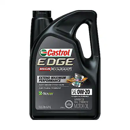 Castrol EDGE High Mileage 0W-20 Advanced Full Synthetic Motor Oil: 5 Qt