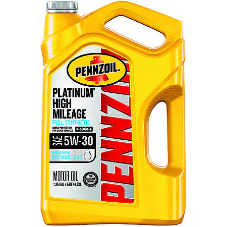 Pennzoil Platinum High Mileage 5W-30 Full Synthetic Motor Oil, 5 Quart