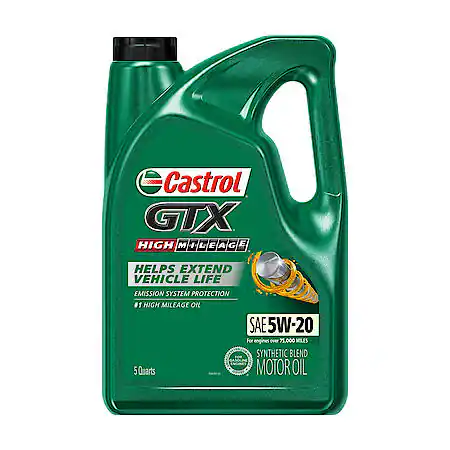 Castrol GTX High Mileage 5W-20 Synthetic Blend Motor Oil: 5 Quart