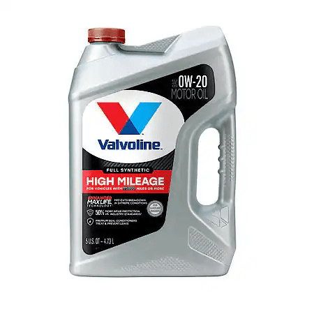 Valvoline Full Synthetic High Mileage with MaxLife Technology 0W-20 Motor Oil: Maximizes Engine Life, 5 Quart