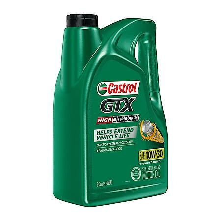 Castrol GTX High Mileage 10W-30 Synthetic Blend Motor Oil: 5 Quart
