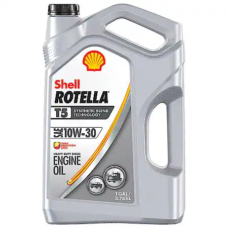 Shell Rotella T5 10W-30 Synthetic Blend Heavy Duty Diesel Engine Oil, 1 Gallon