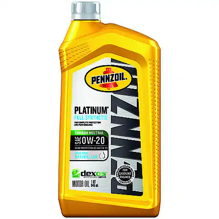 Pennzoil Platinum 0W-20 Full Synthetic Motor Oil, 1 Quart