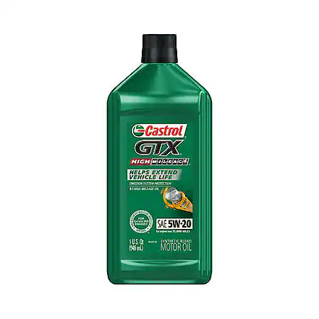 Castrol GTX High Mileage Synthetic Blend 5W-20 Motor Oil: Helps Protect Emission Systems, 1 Quart