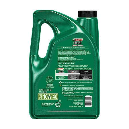 Castrol GTX High Mileage 10W-40 Synthetic Blend Motor Oil: 5 Quart