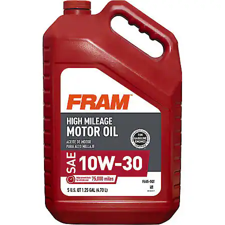 FRAM High Mileage 10W-30 Motor Oil: 5 Quart