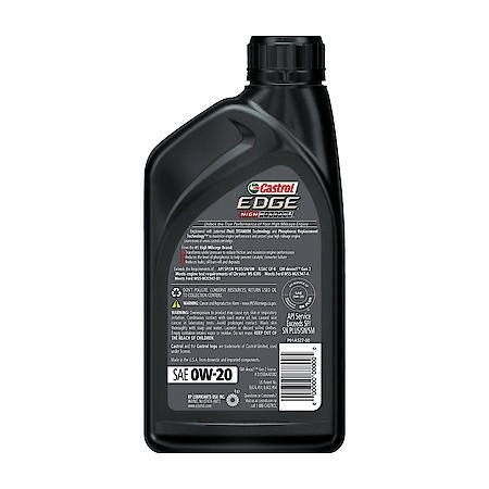 Castrol EDGE High Mileage 0W-20 Full Synthetic Motor Oil 1 Quart