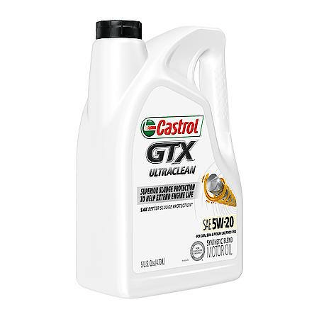 Castrol GTX Ultraclean 5W-20 Synthetic Blend Motor Oil: 5 Quart