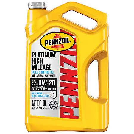 Pennzoil Platinum High Mileage 0W-20 Full Synthetic Motor Oil, 5 Quart