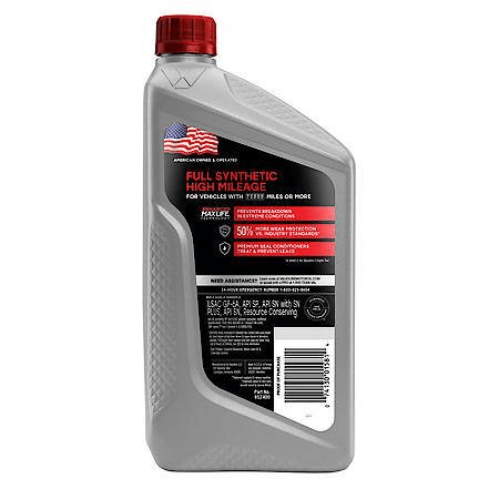 Valvoline Full Synthetic High Mileage with MaxLife Technology 0W-20 Motor Oil: Maximizes Engine Life, 1 Quart