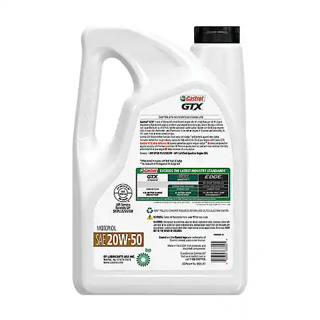 Castrol GTX Conventional 20W-50 Motor Oil: Helps Protect Against Sludge Build Up, 5 Quart