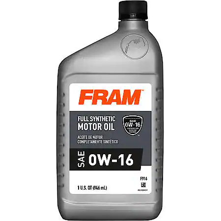 FRAM Full Synthetic 0W-16 Motor Oil: 1 Quart