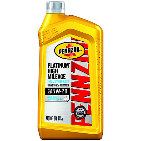 Pennzoil Platinum High Mileage 5W-20 Full Synthetic Motor Oil, 1 Quart