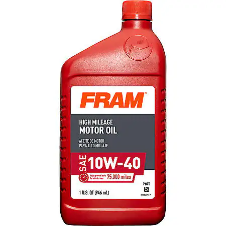 FRAM High Mileage 10W-40 Motor Oil: 1 Quart