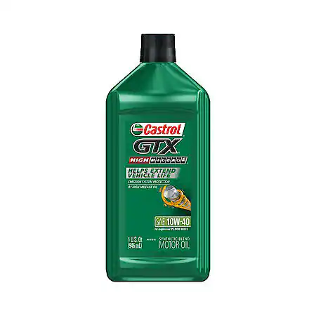 Castrol GTX High Mileage Synthetic Blend 10W-40 Motor Oil: Helps Protect Emission Systems, 1 Quart