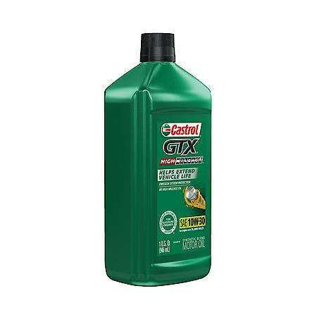 Castrol GTX High Mileage Synthetic Blend 10W-30 Motor Oil: Helps Protect Emission Systems, 1 Quart