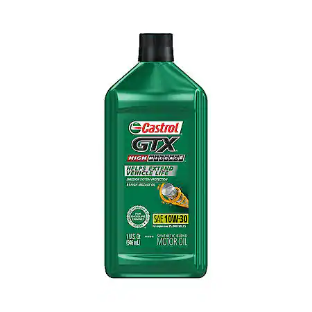 Castrol GTX High Mileage Synthetic Blend 10W-30 Motor Oil: Helps Protect Emission Systems, 1 Quart