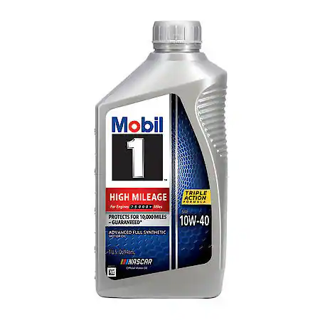 Mobil 1 High Mileage Full Synthetic Motor Oil 10W-40, 1 Quart