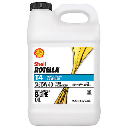 Shell Rotella T4 Triple Protection® 15W-40 Conventional Heavy Duty Diesel Engine Oil, 2.5 Gallon
