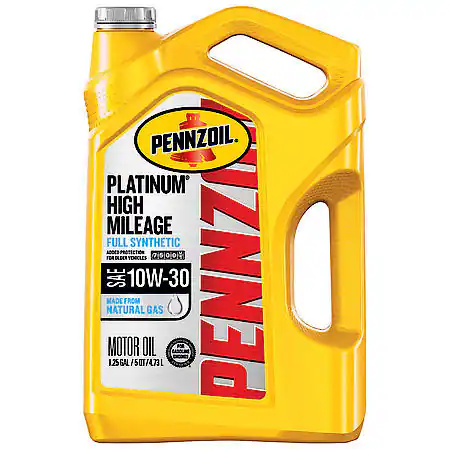 Pennzoil Platinum High Mileage SAE 10W-30 Full Synthetic Motor Oil, 5 Quart