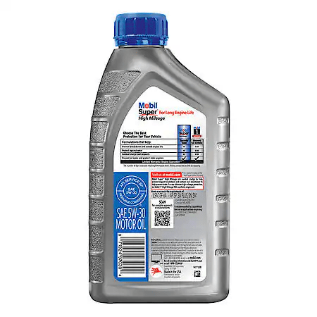 Mobil Super High Mileage 5W-30 Synthetic Blend Motor Oil, 1 Quart