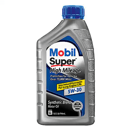 Mobil Super High Mileage 5W-30 Synthetic Blend Motor Oil, 1 Quart