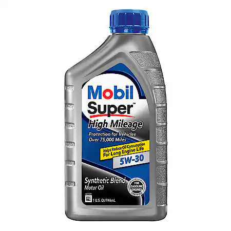 Mobil Super High Mileage 5W-30 Synthetic Blend Motor Oil, 1 Quart