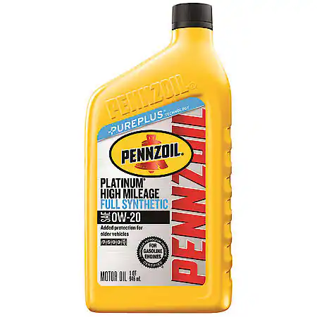 Pennzoil Platinum High Mileage 0W-20 Full Synthetic Motor Oil, 1 Quart