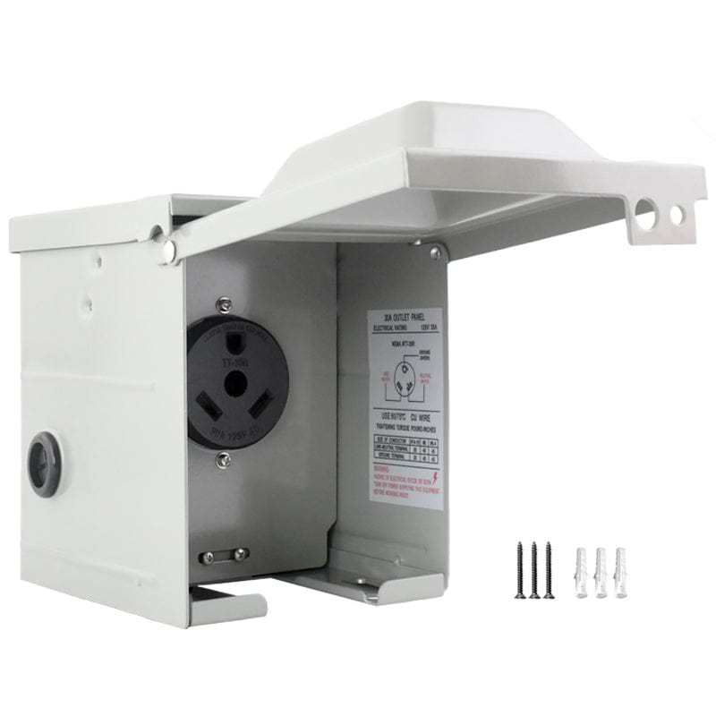 30 Amp 125 Volt RV Power Outlet Box, Enclosed Lockable Weatherproof NEMA TT-30R Outdoor Electrical Receptacle Panel, 30 Amp RV Receptacle for RV Camper Travel Trailer Motorhome Electric Car Generator