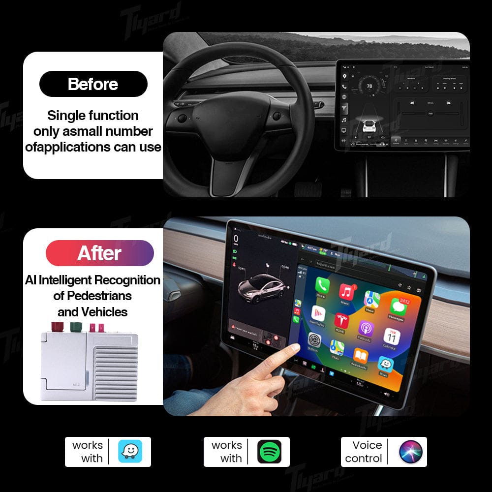 Tesla Zero-delay Carplay & Android Auto Adapter Box Pro AI-Powered Adapter for Model 3/Y