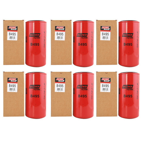 Baldwin B495 Oil Filter 6-Pack | For Kenworth Volvo Peterbilt Trucks