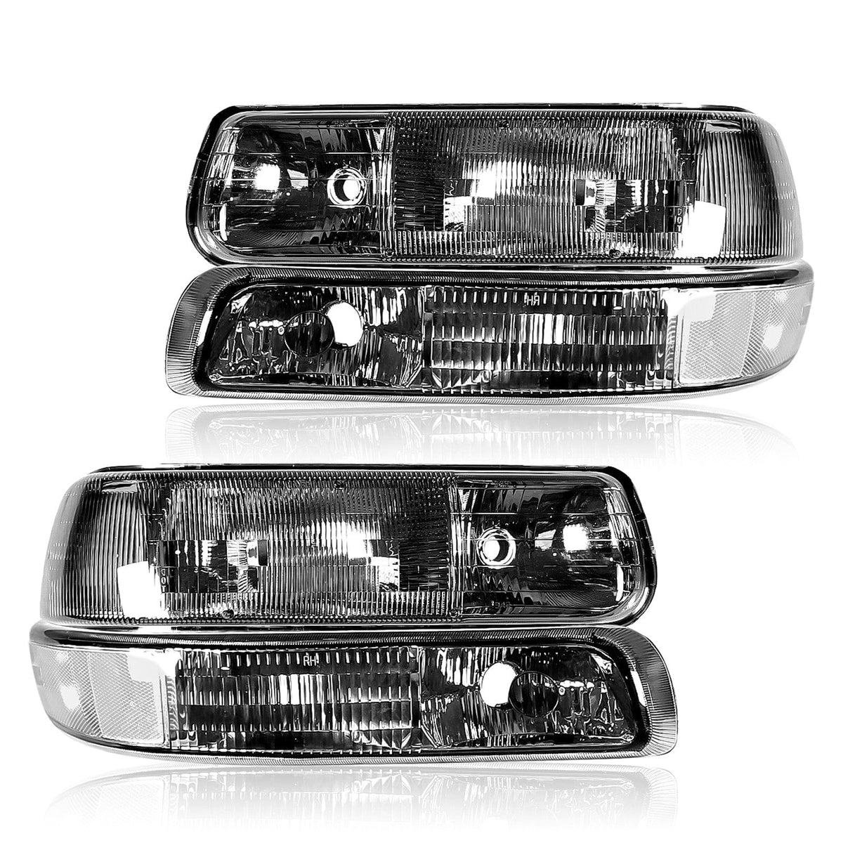 Black Headlights Fit For Chevy Silverado 1999-2002 Tahoe Suburban 1500 2000-2006