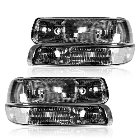 Black Headlights Fit For Chevy Silverado 1999-2002 Tahoe Suburban 1500 2000-2006