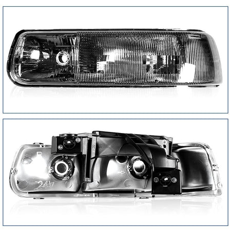 Black Headlights Fit For Chevy Silverado 1999-2002 Tahoe Suburban 1500 2000-2006