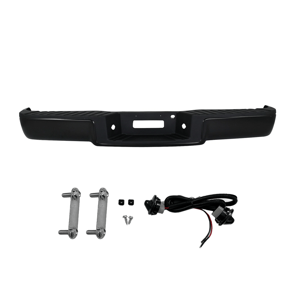 Black Rear Setp Bumper w/ Light fit for Ford F150 2004-2006 w/o Sensor Hole
