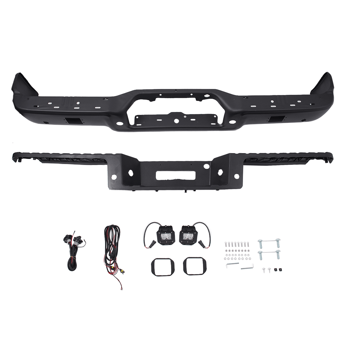 Black Rear Step Bumper Assembly Fit For Ford F-150 2004-2006 W/ Park Assist Hole