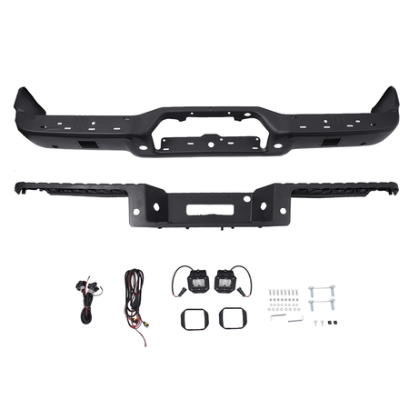 Black Rear Step Bumper Assembly Fit For Ford F-150 2004-2006 W/ Park Assist Hole