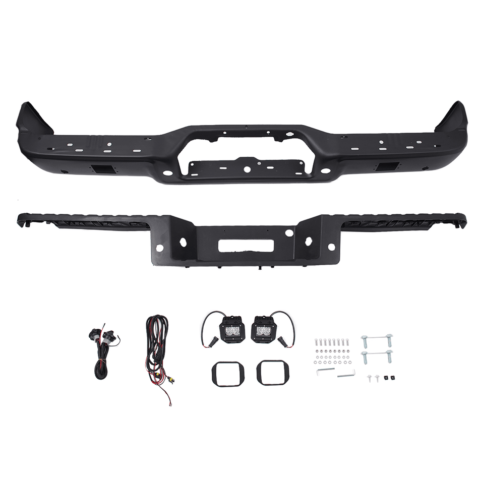Black Rear Step Bumper Assembly Fit For Ford F-150 2004-2006 W/ Park Assist Hole
