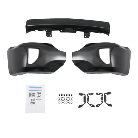 Black Steel Front Bumper Face Bar Fit For Chevy Silverado 1500 16-19 w/Fog Holes