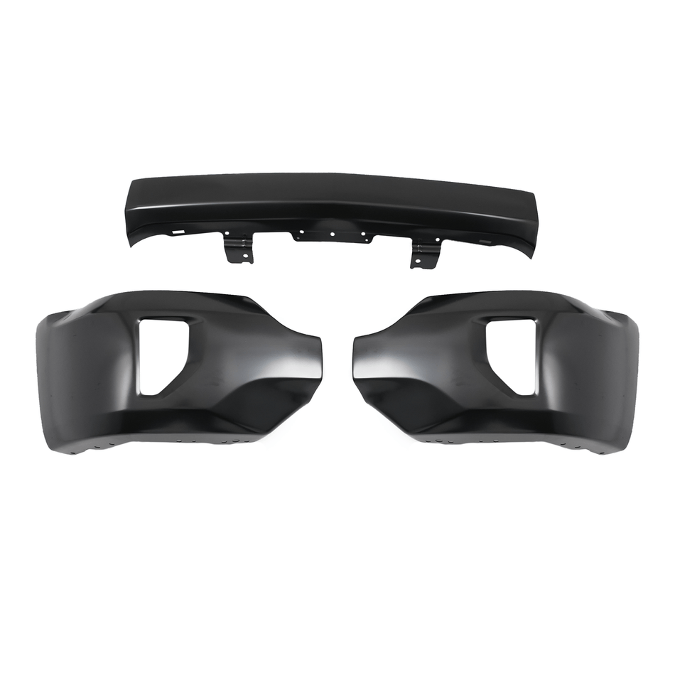 Black Steel Front Bumper Face Bar Fit For Chevy Silverado 1500 16-19 w/Fog Holes