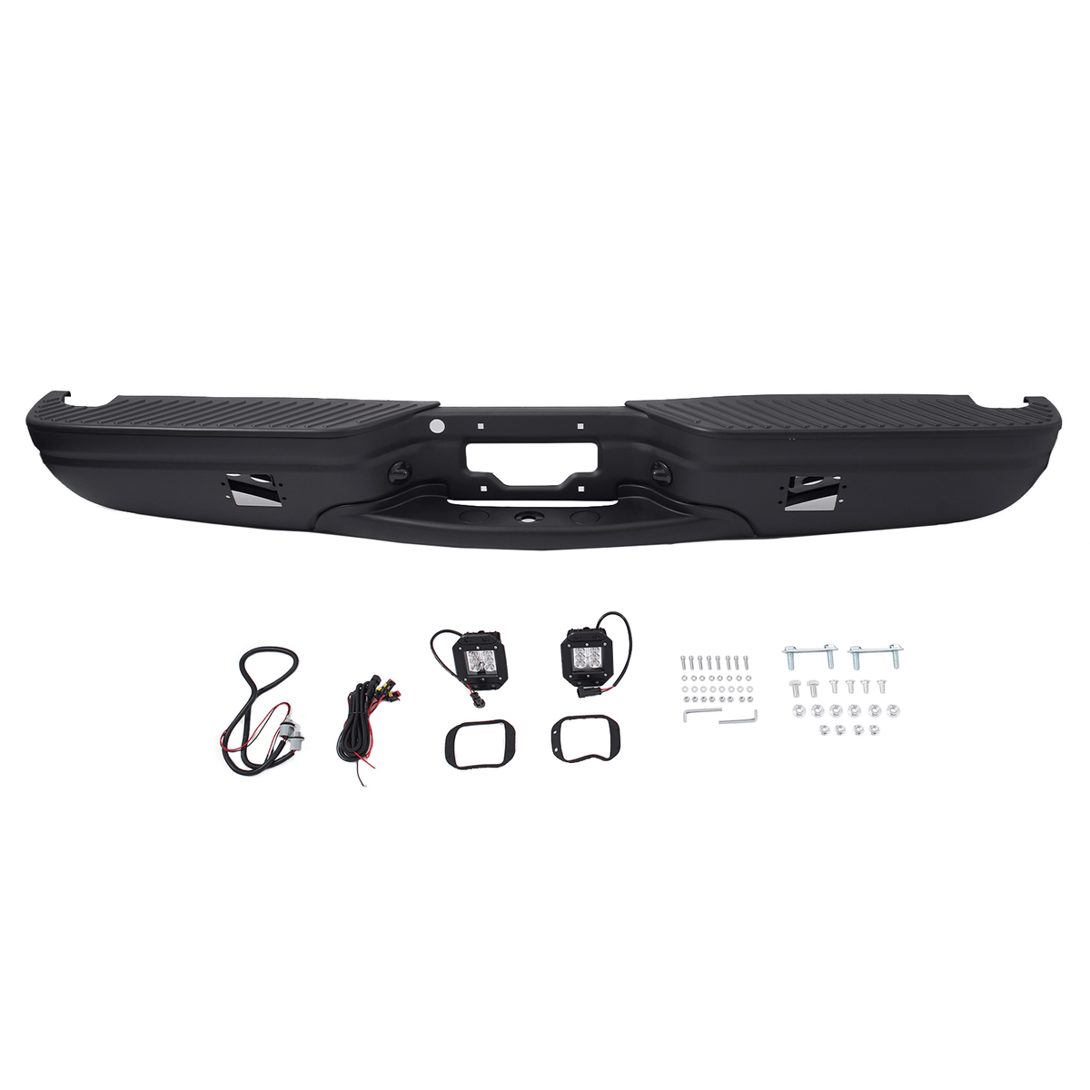 Black Steel Rear Step Bumper w/ LED Fit For Ford F150 1997-2004 F250 1997-1999
