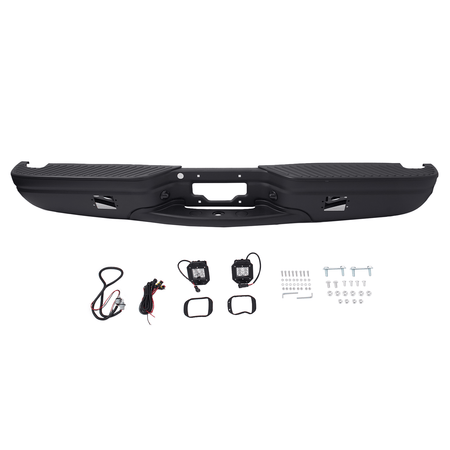 Black Steel Rear Step Bumper w/ LED Fit For Ford F150 1997-2004 F250 1997-1999
