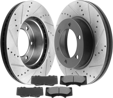 Rear Slotted Brake Rotors & Brake Pads For Expedition 2007-18 Lincoln Navigator