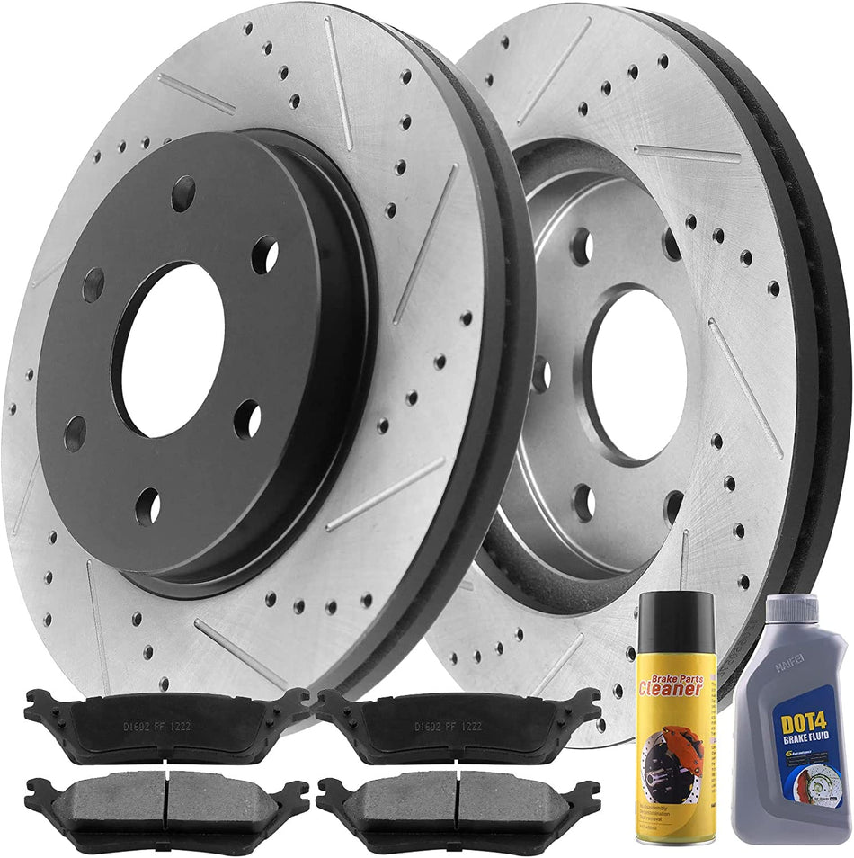 AFA Rear E-Coating Black Brake Rotors & Pads for 2012-2018 Ford F150