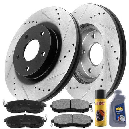 Rear Drilled Brake Rotors & Ceramic Pads For Hyundai Azera Sonata KIA Optima w/ cleaner & fluid