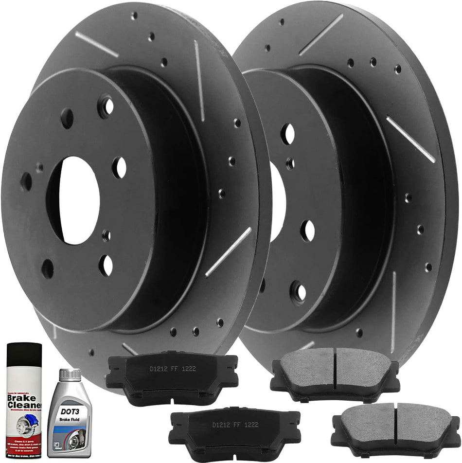 Rear E-Coating Brake Rotors + Brake Pads for Toyota RAV4 2010-12 Lexus HS250H
