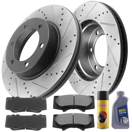Rear Drilled Rotors + Brake Pads For 2004-2011 Ford F150 2006-08 Lincoln Mark LT
