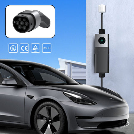 Tlyard Portable EV Charger 3.5KW/7KW/11KW with LCD Display IP65 Waterproof Wall Connector for Tesla
